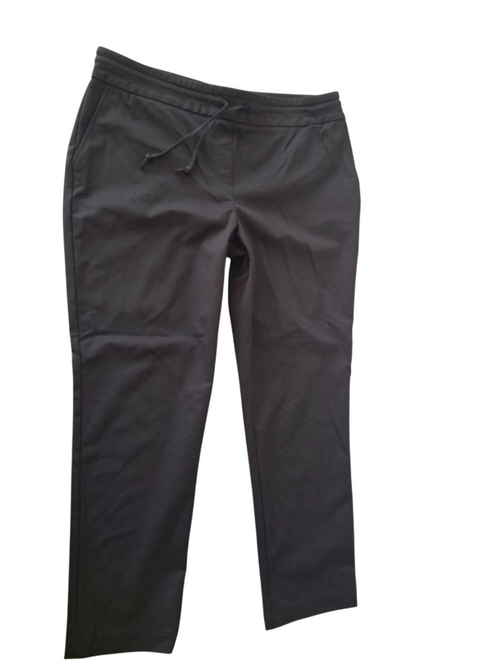 Dalia Drawstring Crop Joggers L Black Quiet Luxury Travel Stretch Athleisure